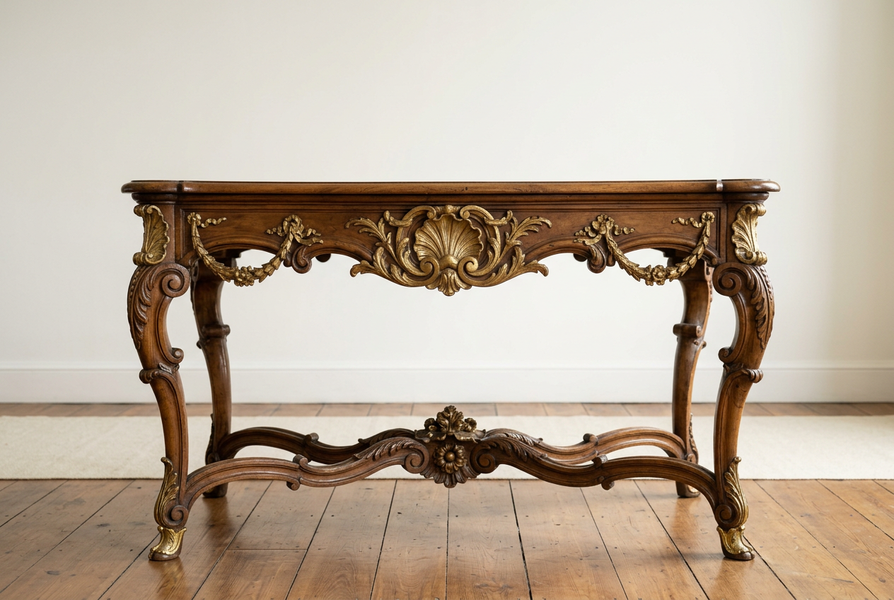 Table console Noyer, Fourques ép Louis XV Consoles