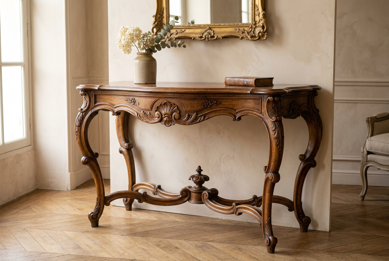 Table console Noyer, Fourques ép Louis XV Consoles