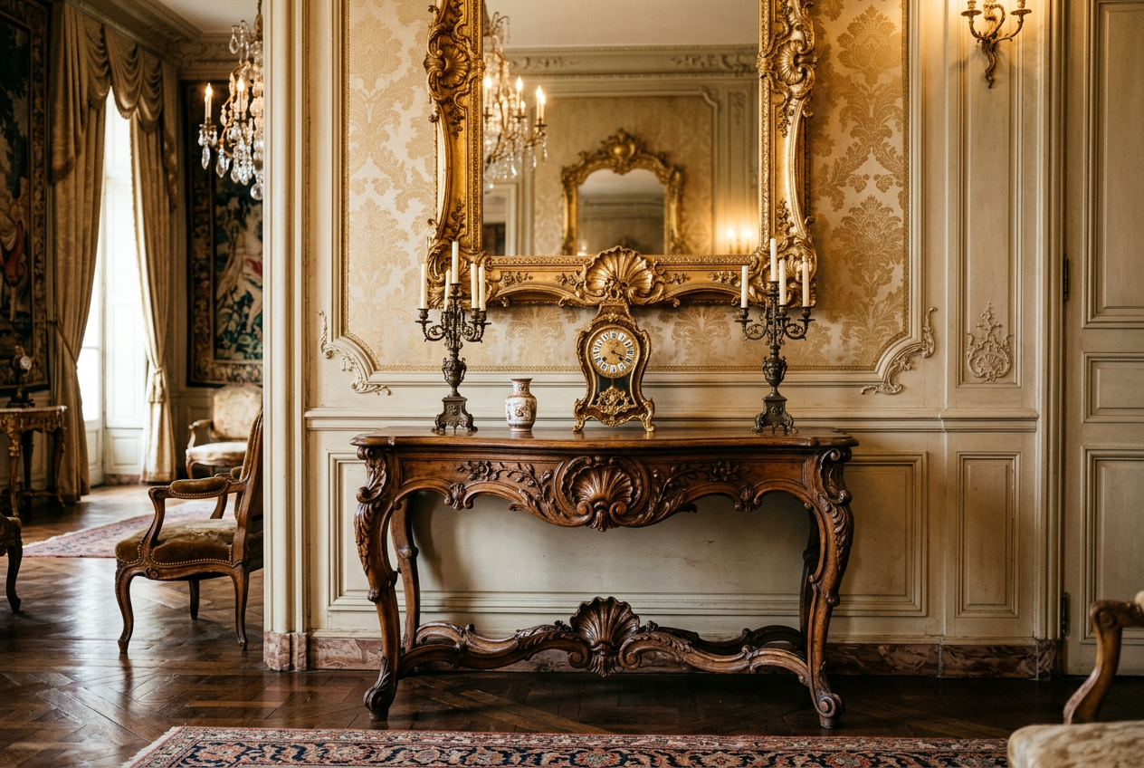 Table console Noyer, Fourques ép Louis XV Consoles