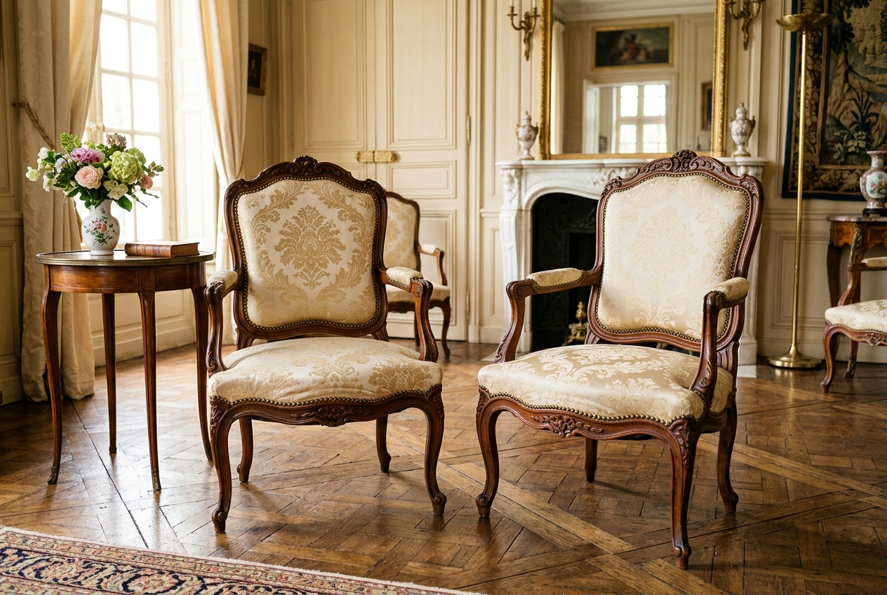 Paire de cabriolets à châssis estampillés Tillard, Paris vers 1760 Sièges